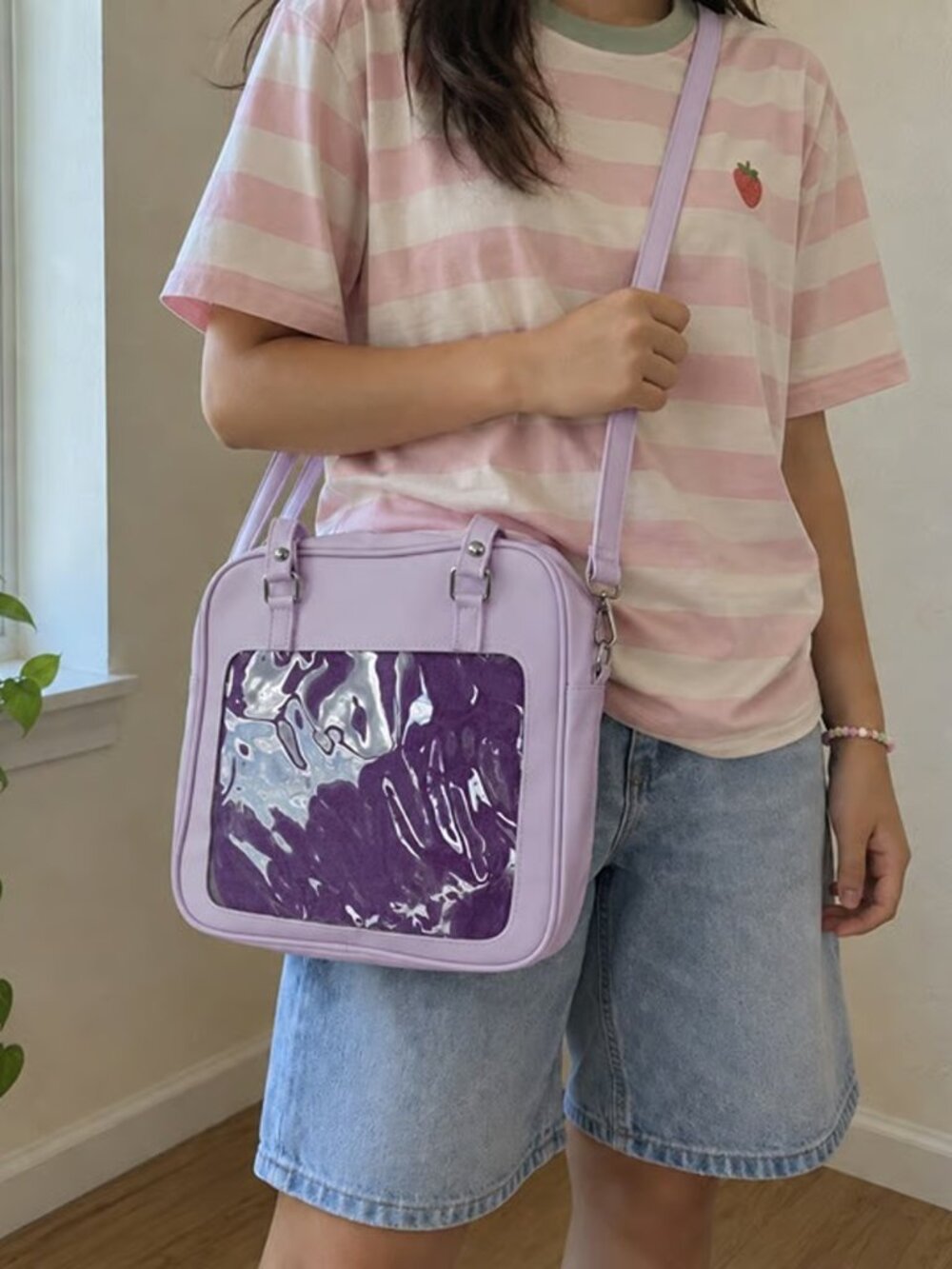Lavender Ita Bag Y2K Kawaii Crossbody Purse Anime Pin Display Shoulder ItaBag